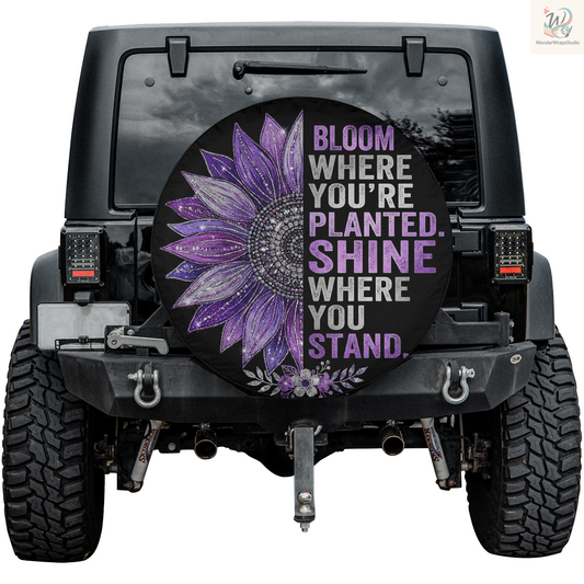 Bloom Where You're Planted Spare Tire Cover – Waterproof UV Resistant Protector with Camera Hole