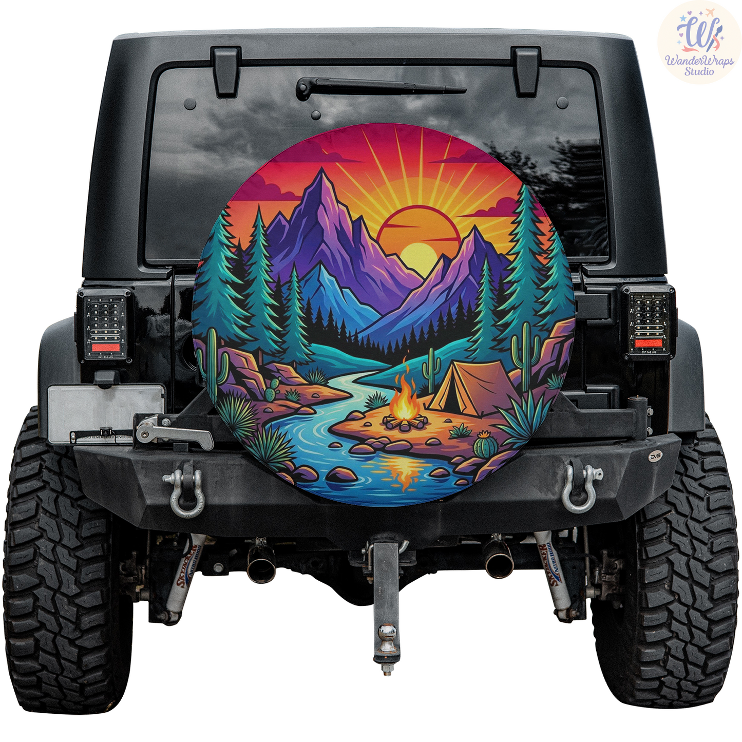 Mountain Landscape At Sunset Spare Tire Cover – Waterproof UV Resistant Protector with Camera Hole