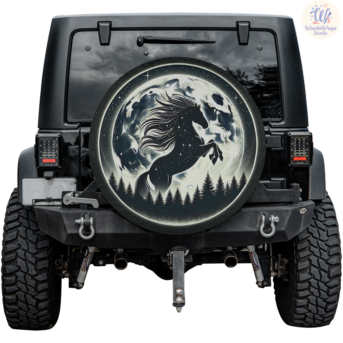 Mystical Moon Horse Spare Tire Cover – Waterproof UV Resistant Protector with Camera Hole