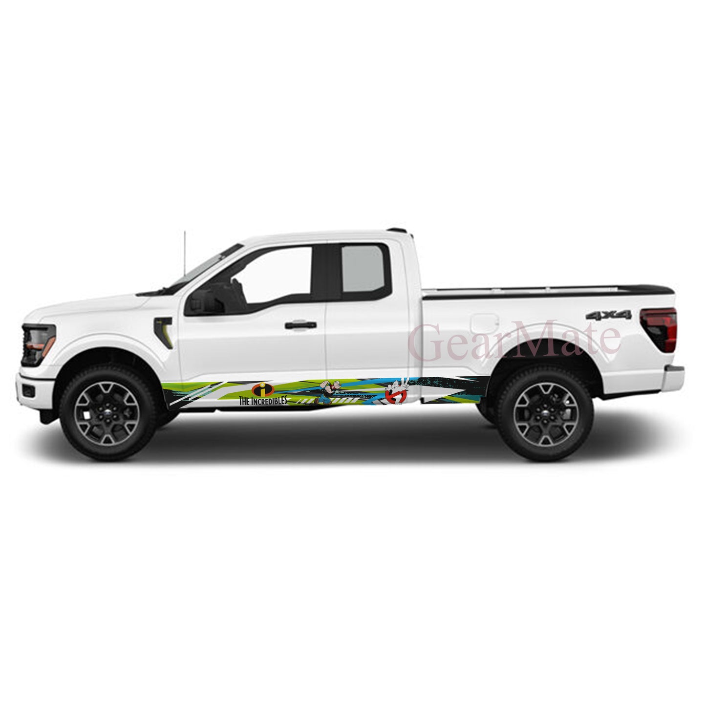 Racing Green Blue The Incredibles Rocker Panel Graphic Decal Kit (Left & Right Sides) - High Quality Vinyl for Trucks & SUVs