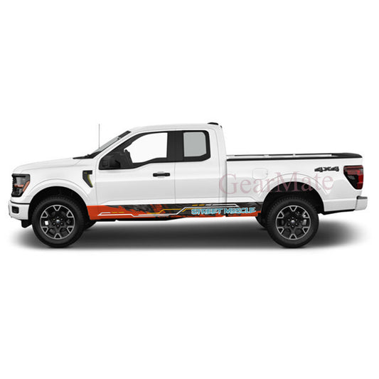 Street Muscle Rocker Panel Graphic Decal Kit (Left & Right Sides) - High Quality Vinyl for Trucks & SUVs