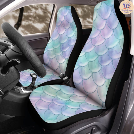 Mermaid Scale Car Seat Covers – High Quality Graphic and Polar Fleece Protector Set