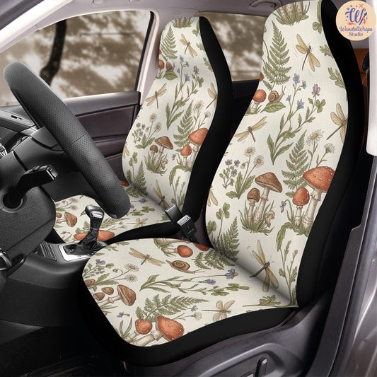 Enchanted Woodland Botanical Car Seat Covers – High Quality Graphic and Polar Fleece Protector Set