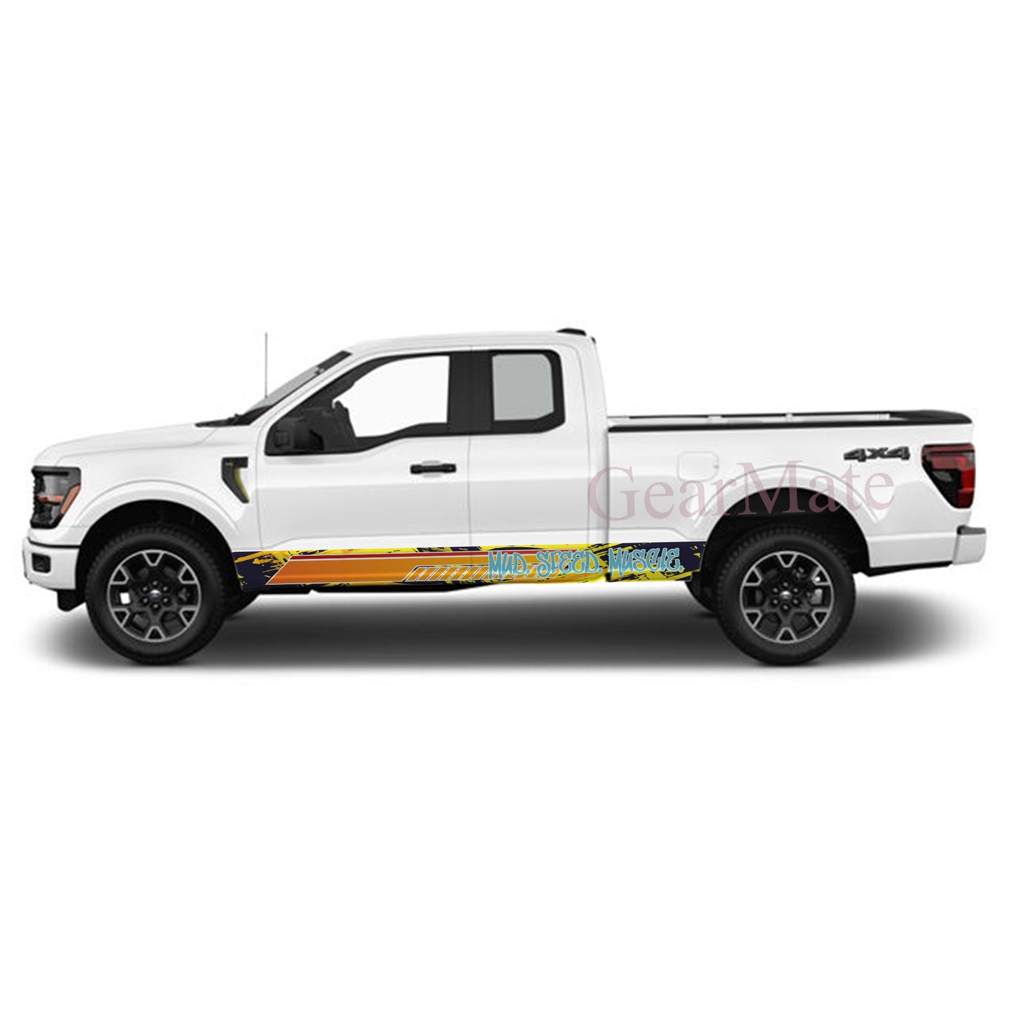 Mud Speed Muscle Rocker Panel Graphic Decal Kit (Left & Right Sides) - High Quality Vinyl for Trucks & SUVs