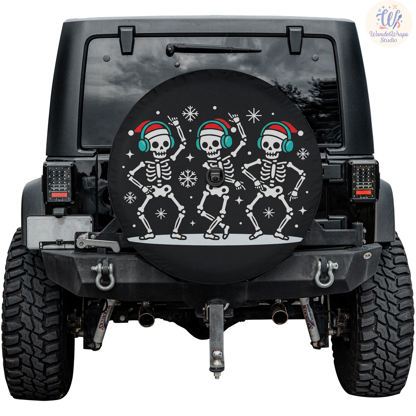 Music Skeletons Spare Tire Cover – Waterproof UV Resistant Protector with Camera Hole