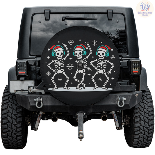 Music Skeletons Spare Tire Cover – Waterproof UV Resistant Protector with Camera Hole