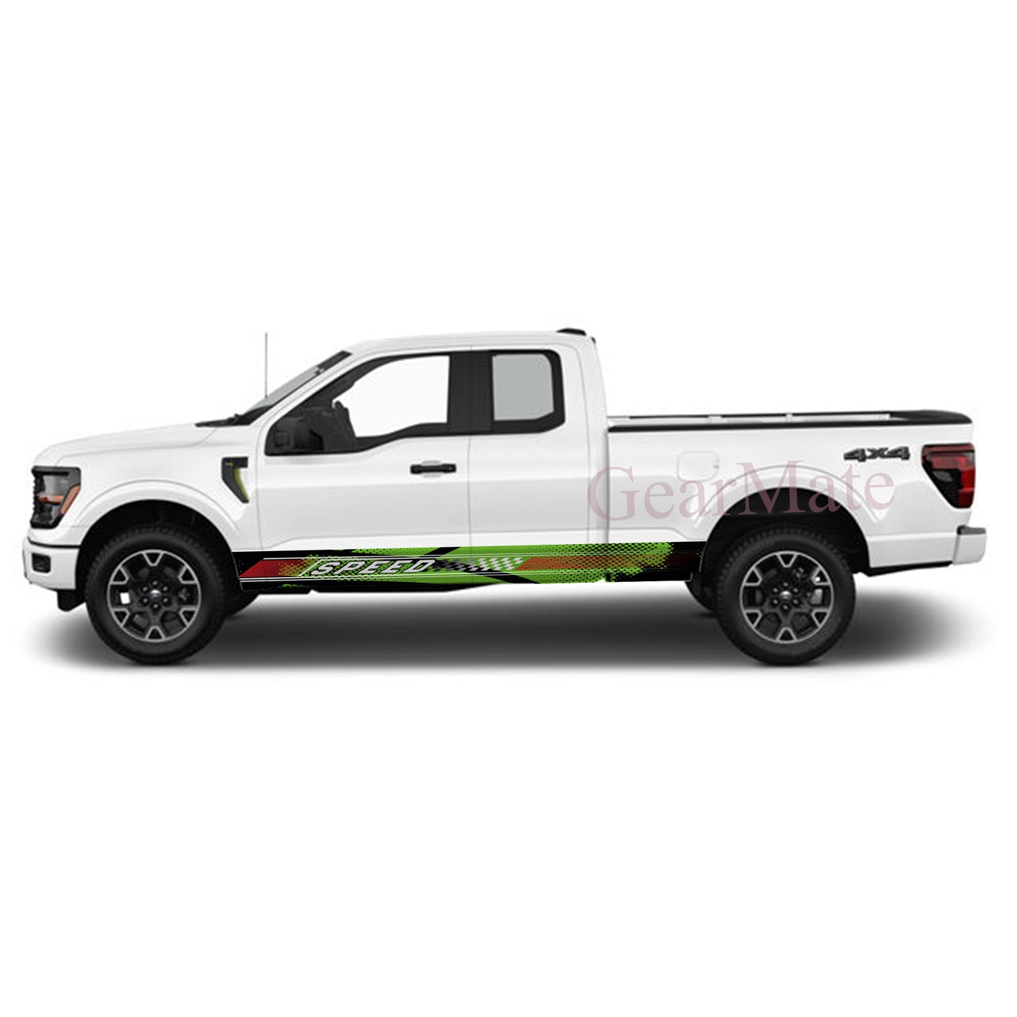 Speed Grunge Green Panel Graphic Decal Kit (Left & Right Sides) - High Quality Vinyl for Trucks & SUVs