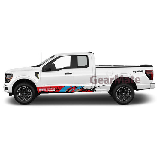Racing Blue RB Marvel Rocker Panel Graphic Decal Kit (Left & Right Sides) - High Quality Vinyl for Trucks & SUVs