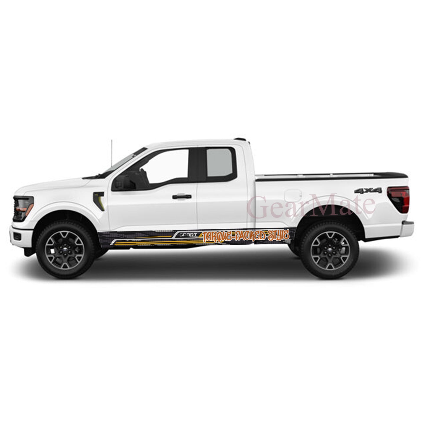 Torque-Packed Style Rocker Panel Graphic Decal Kit (Left & Right Sides) - High Quality Vinyl for Trucks & SUVs