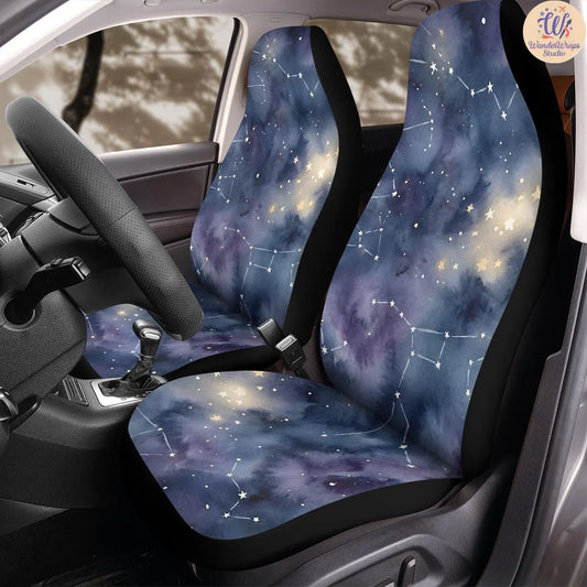Watercolor Galaxy Dream Pattern Car Seat Covers – High Quality Graphic and Polar Fleece Protector Set