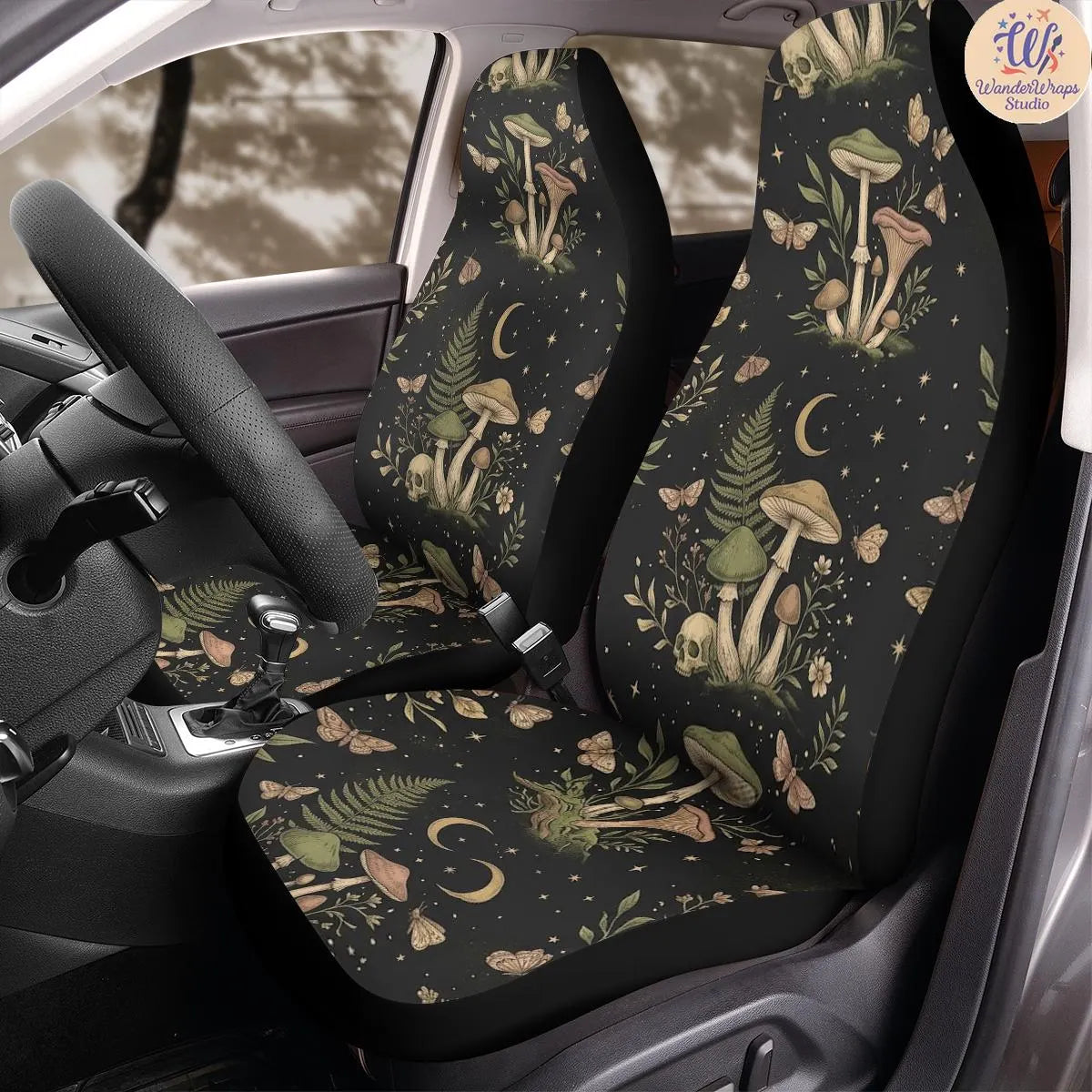 Dark Mystical Woodland Car Seat Covers – High Quality Graphic and Polar Fleece Protector Set
