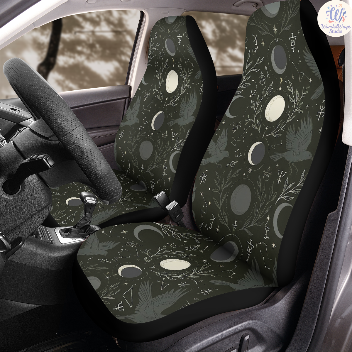 Nocturne Aviary Witch’s Sigil Car Seat Covers – High Quality Graphic and Polar Fleece Protector Set
