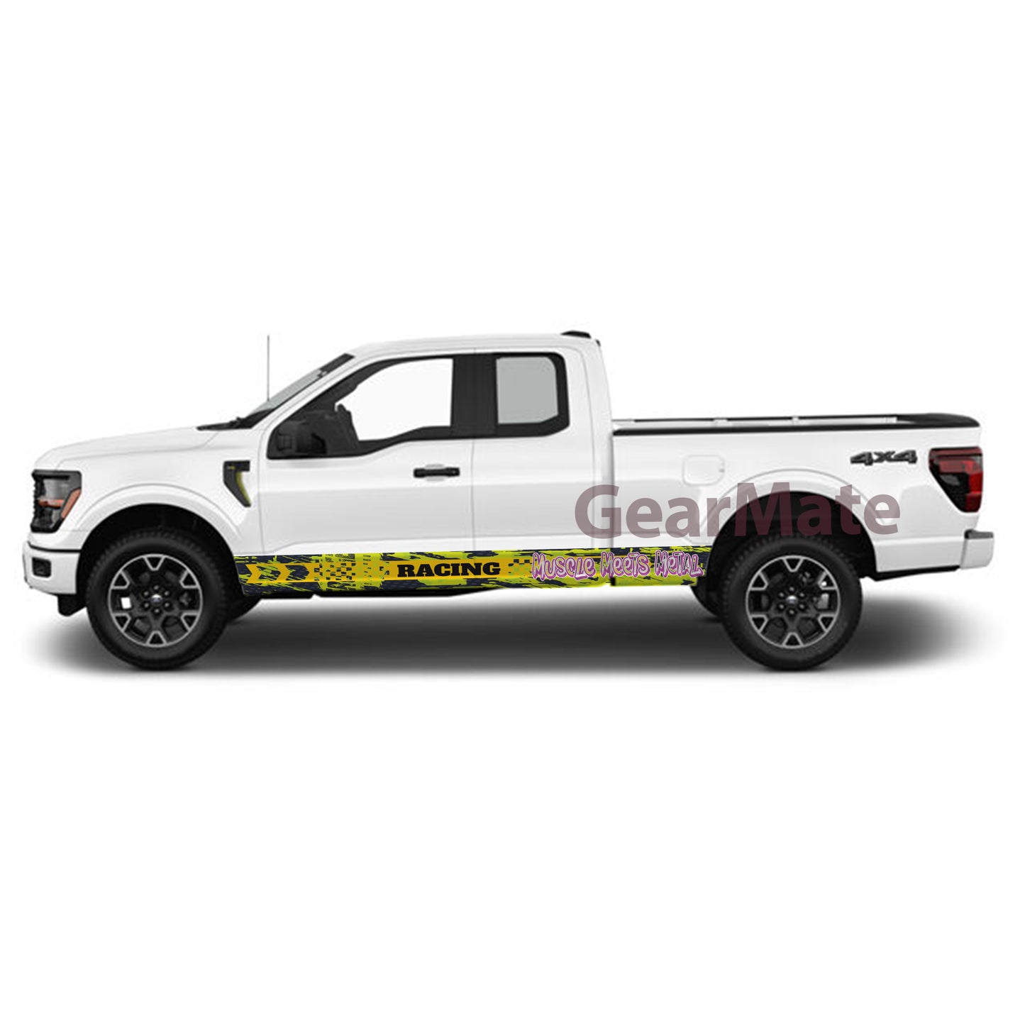 Muscle Meets Metal Rocker Panel Graphic Decal Kit (Left & Right Sides) - High Quality Vinyl for Trucks & SUVs