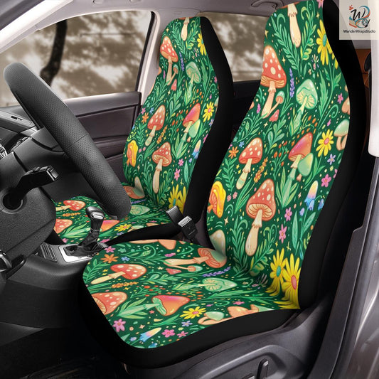 Mushroom Garden Car Seat Covers – High Quality Graphic and Polar Fleece Protector Set