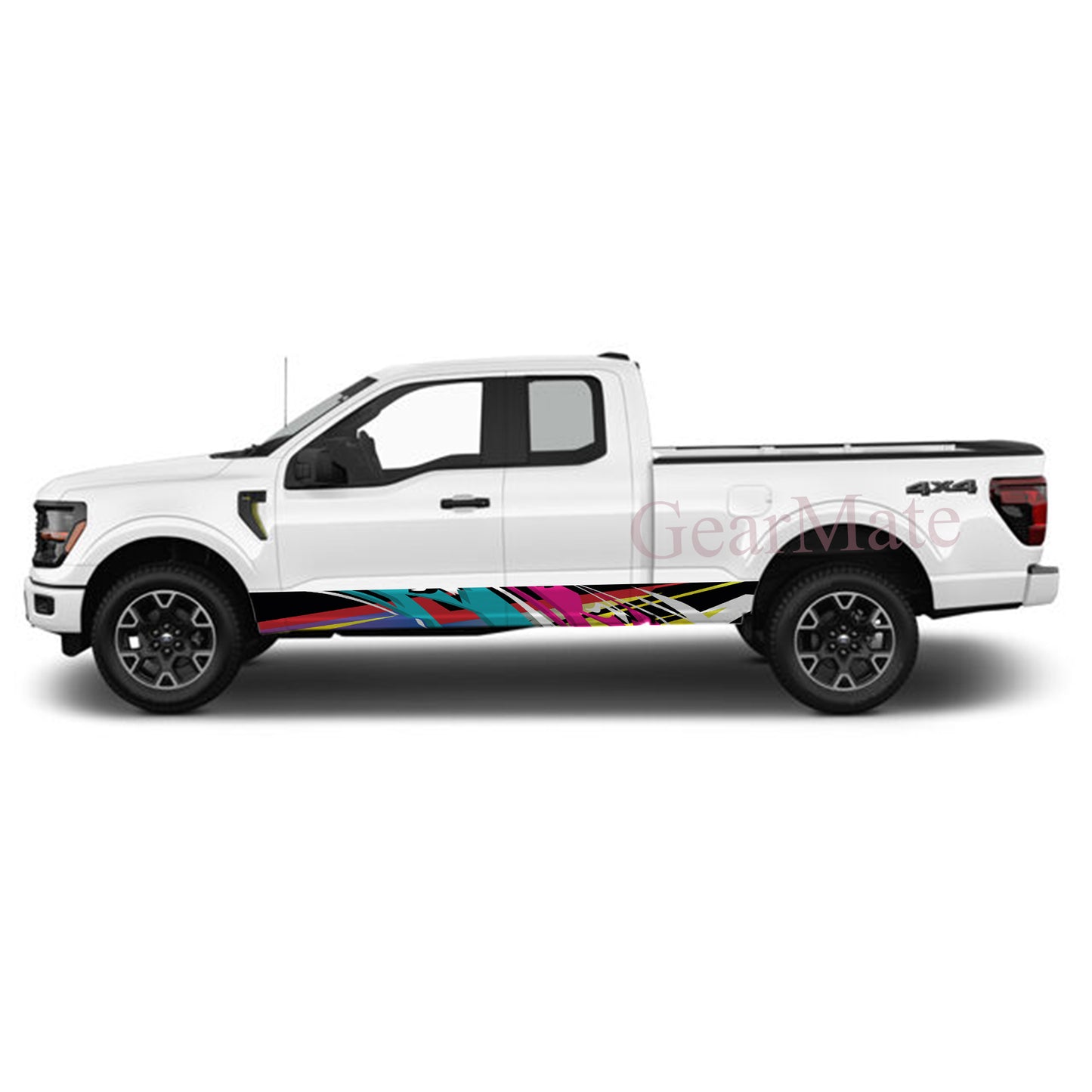 Racing Stripe Colorful Rocker Panel Graphic Decal Kit (Left & Right Sides) - High Quality Vinyl for Trucks & SUVs