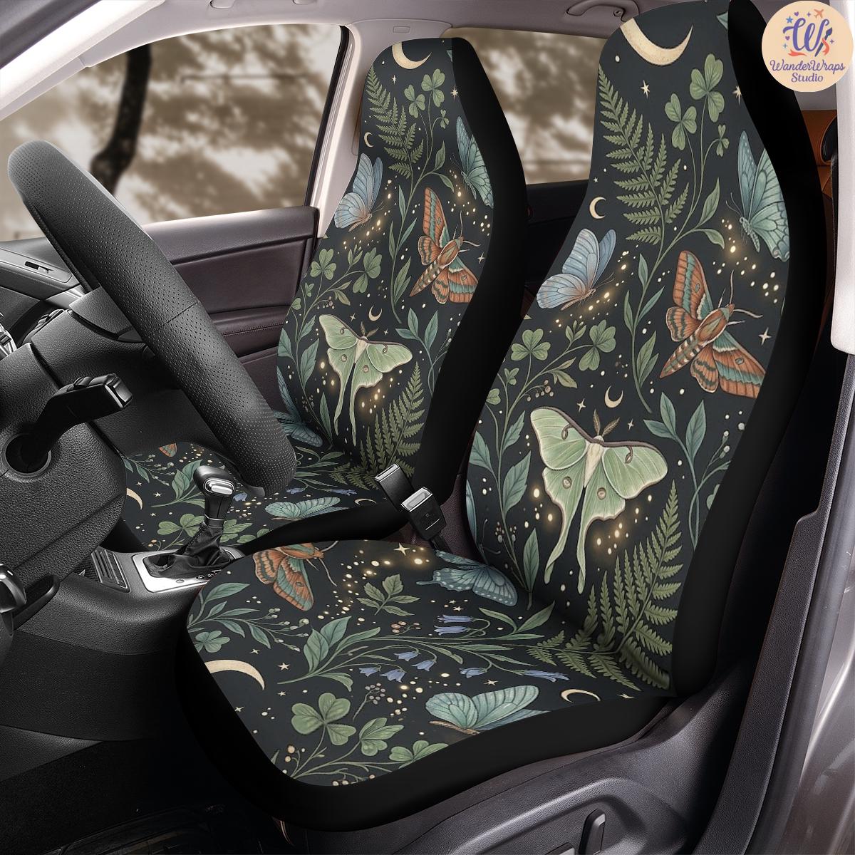 Enchanted Forest Moths & Butterflies Car Seat Covers – High Quality Graphic and Polar Fleece Protector Set