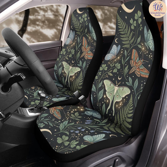 Enchanted Forest Moths & Butterflies Car Seat Covers – High Quality Graphic and Polar Fleece Protector Set