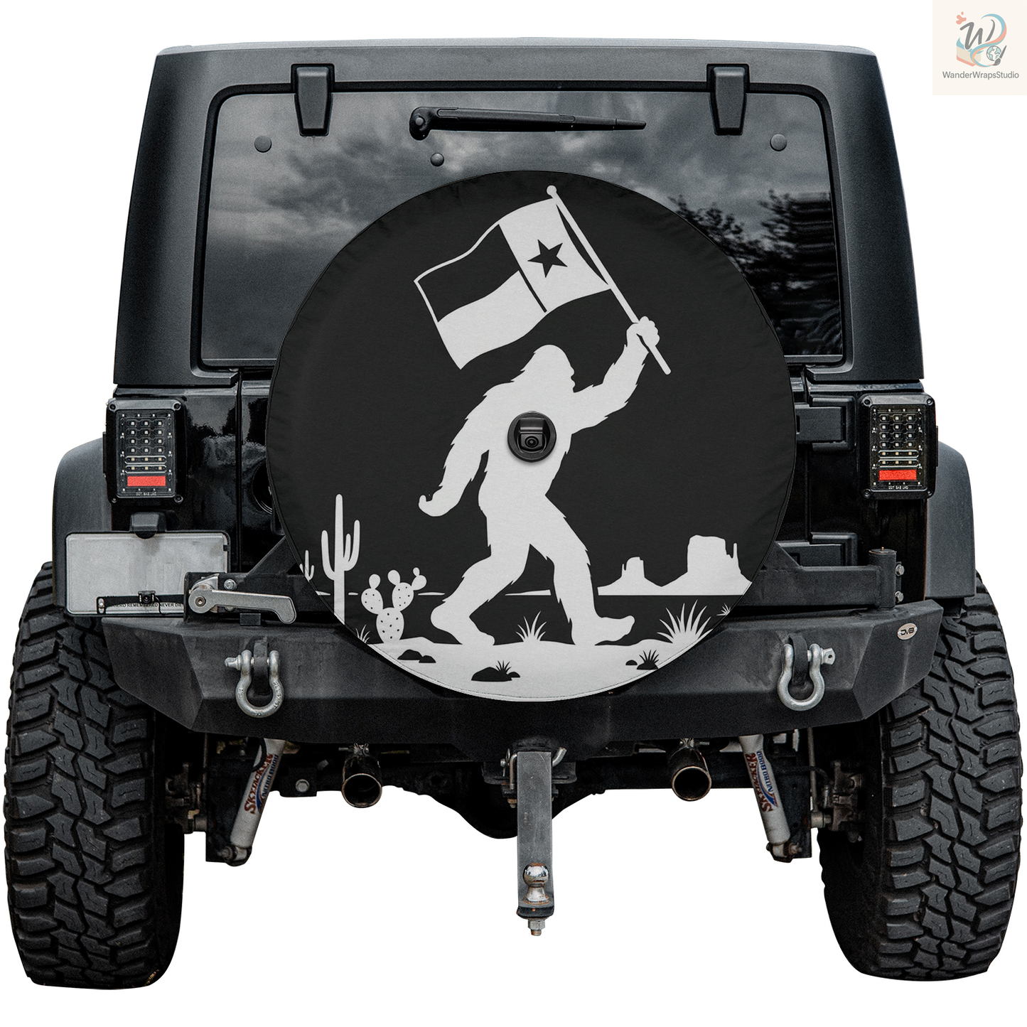 Big Foot Texas Flag Spare Tire Cover – Waterproof UV Resistant Protector with Camera Hole