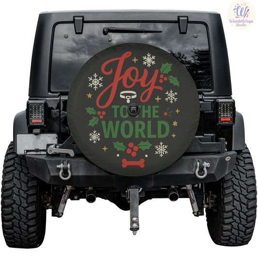 Joy To The World Spare Tire Cover – Waterproof UV Resistant Protector with Camera Hole