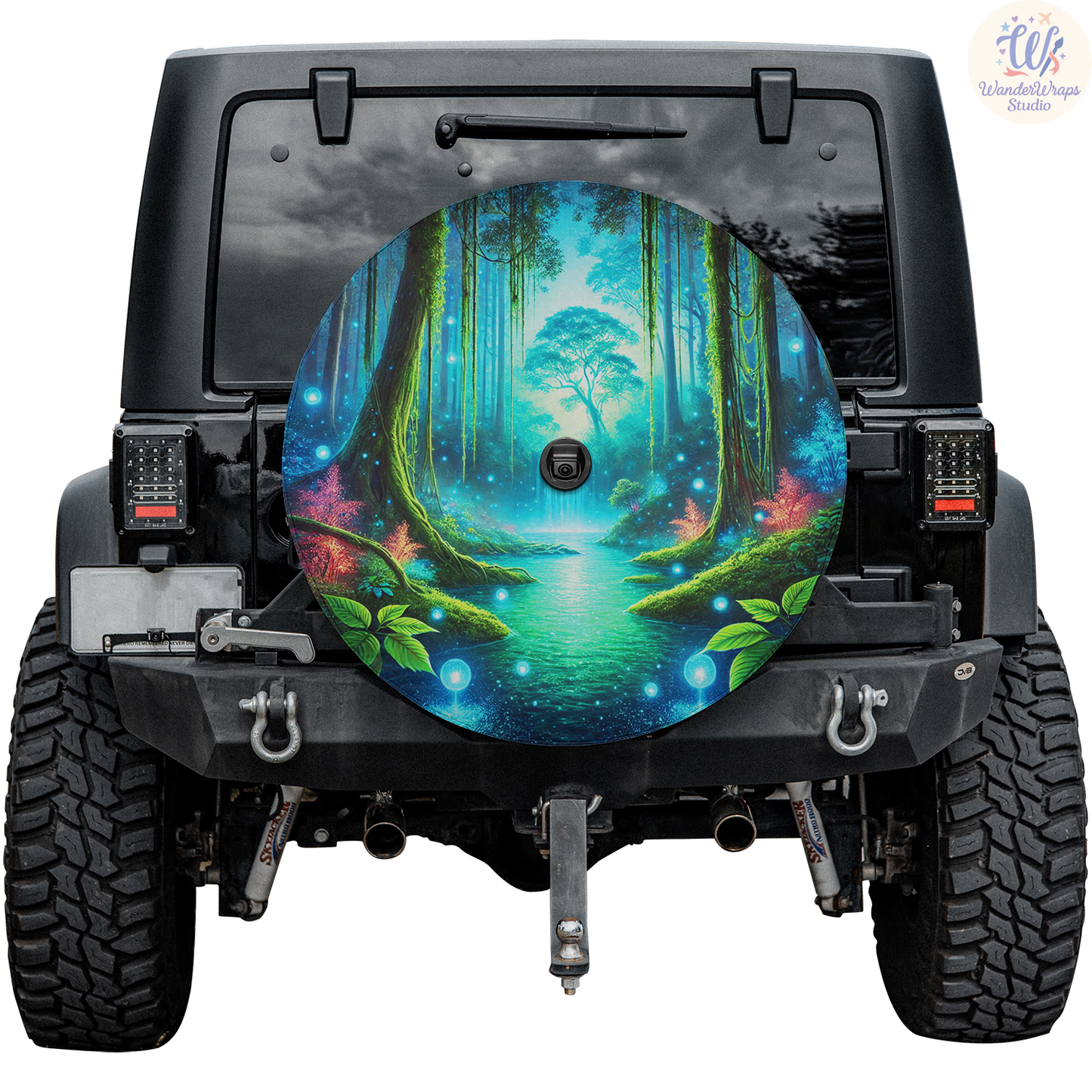 Magical Forest Scene Spare Tire Cover – Waterproof UV Resistant Protector with Camera Hole