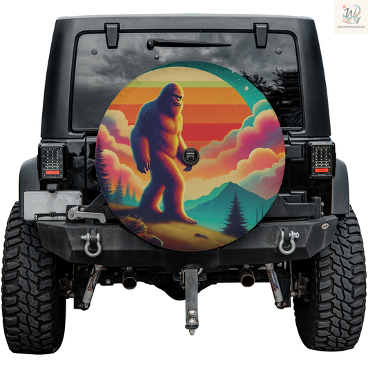 Big Foot Sunset Spare Tire Cover – Waterproof UV Resistant Protector with Camera Hole