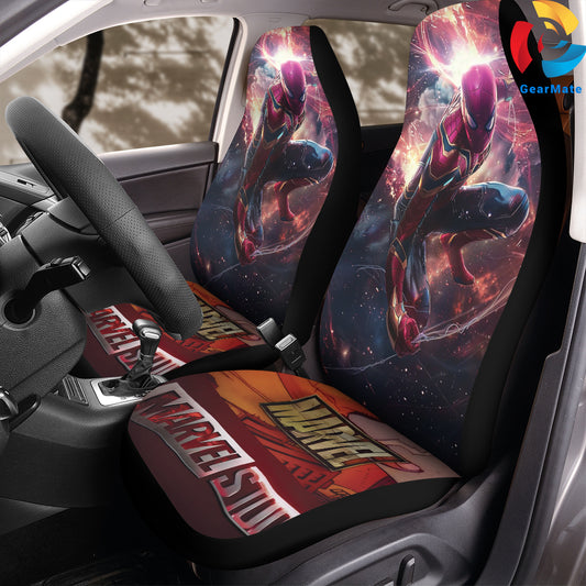 Marvel Spiderman Comics Car Seat Covers – High Quality Graphic and Polar Fleece Protector Set