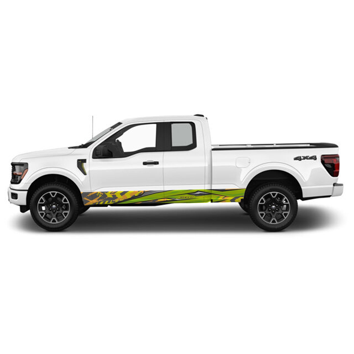 Green Speed Rocker Panel Graphic Decal Kit (Left & Right Sides) - High Quality Vinyl for Trucks & SUVs