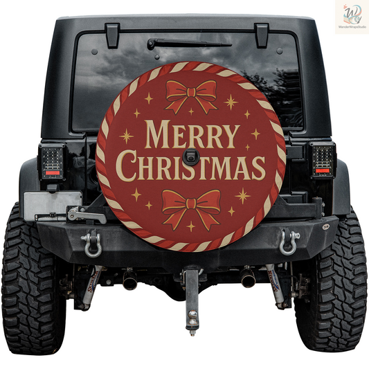 Merry Christmas Red Spare Tire Cover – Waterproof UV Resistant Protector with Camera Hole