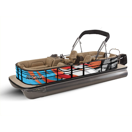 Pontoon Racing BRed Boat Wrap Decal (Left and Right Sides) – Custom Vinyl Graphic Kit | Durable, Weatherproof, DIY Install