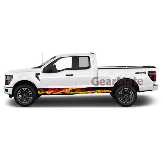 Racing Fire Red Panel Graphic Decal Kit (Left & Right Sides) - High Quality Vinyl for Trucks & SUVs