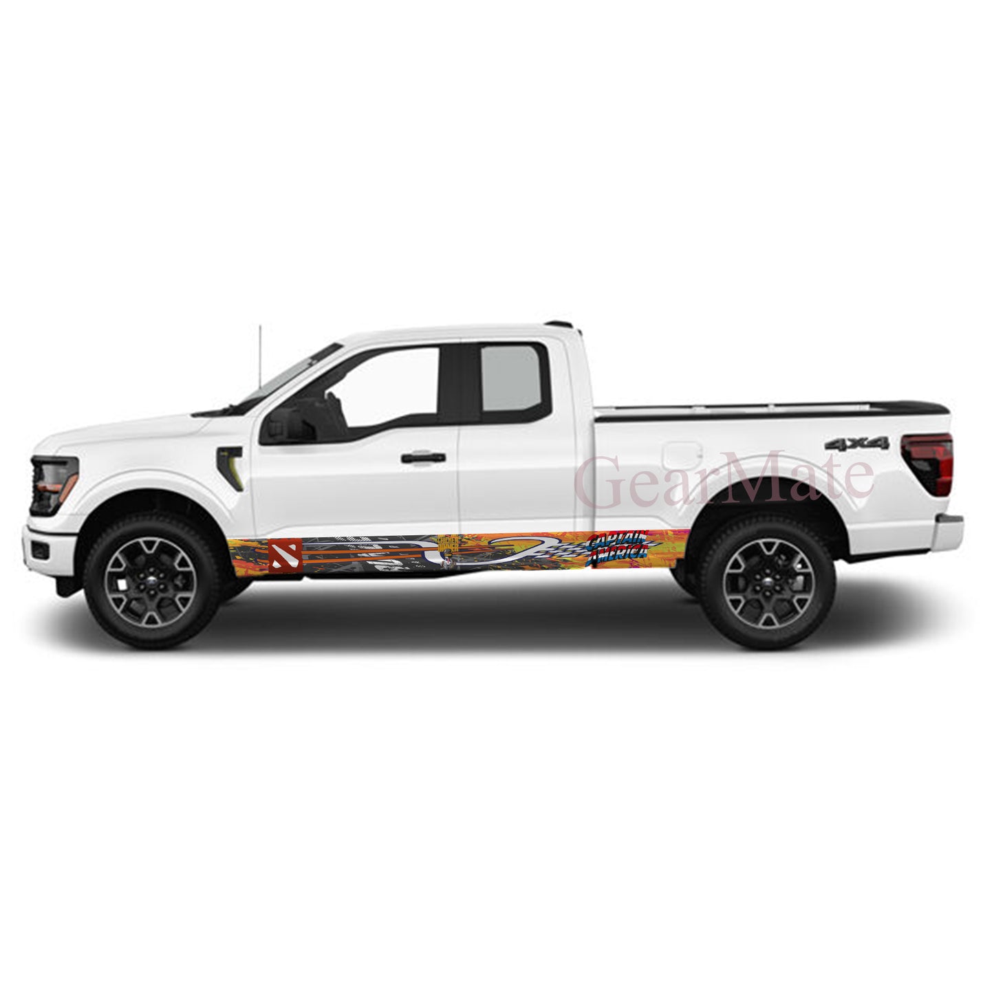 Captain America Games Rocker Panel Graphic Decal Kit (Left & Right Sides) - High Quality Vinyl for Trucks & SUVs