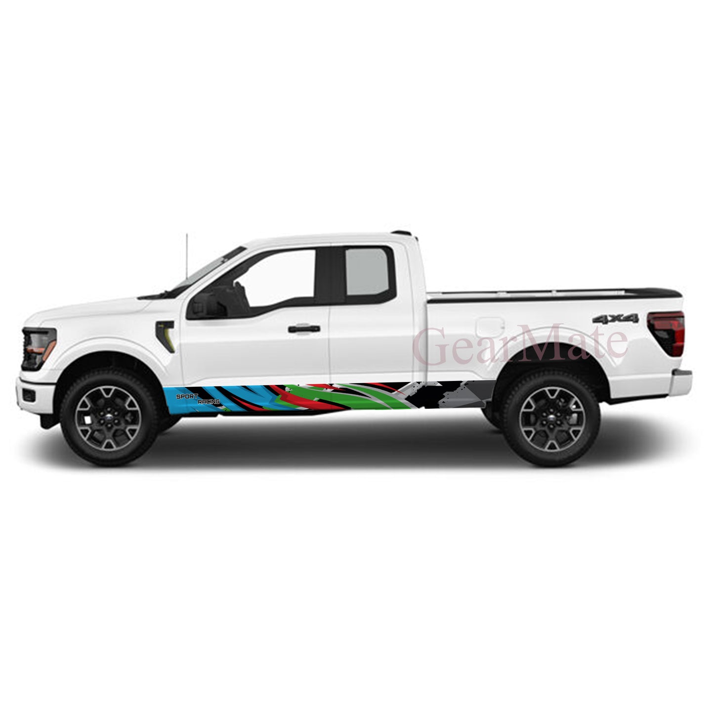Sport Racing BRG Rocker Panel Graphic Decal Kit (Left & Right Sides) - High Quality Vinyl for Trucks & SUVs
