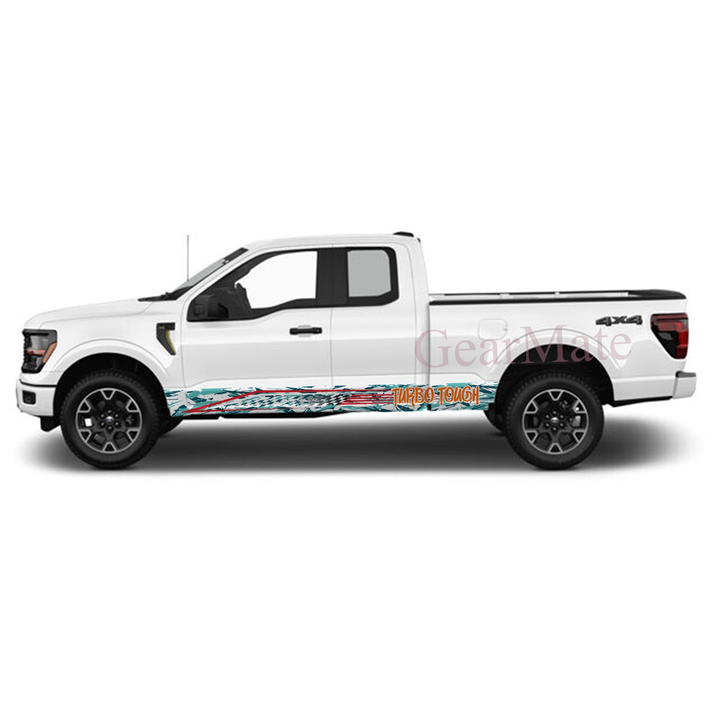 Turbo Tough Rocker Panel Graphic Decal Kit (Left & Right Sides) - High Quality Vinyl for Trucks & SUVs