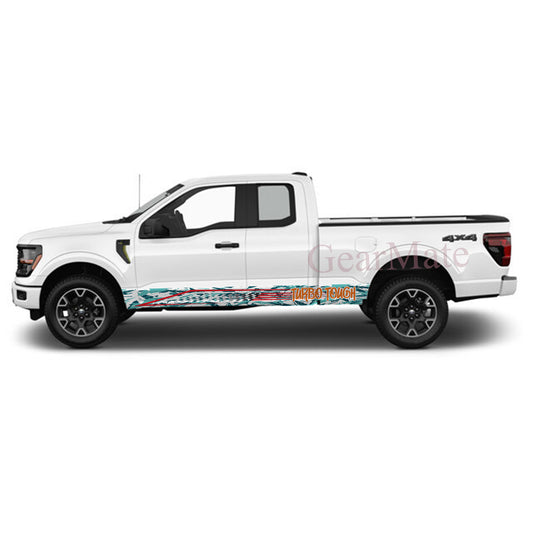 Turbo Tough Rocker Panel Graphic Decal Kit (Left & Right Sides) - High Quality Vinyl for Trucks & SUVs