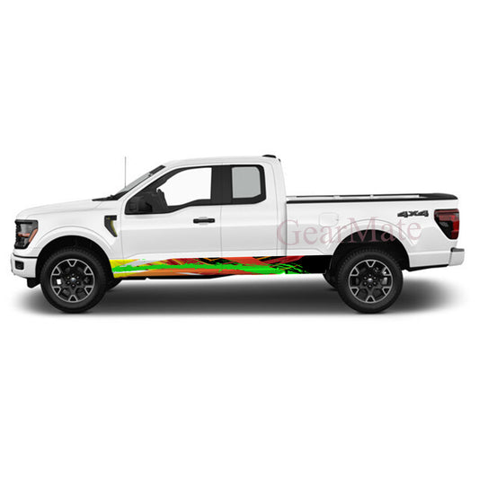 Sport Paint Green Rocker Panel Graphic Decal Kit (Left & Right Sides) - High Quality Vinyl for Trucks & SUVs