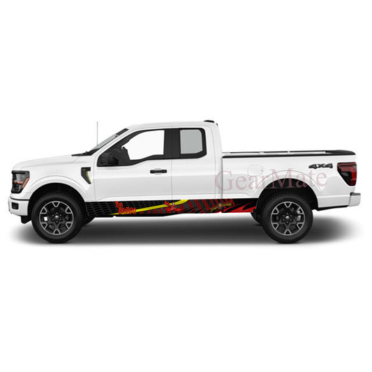 Racing Track Shell Little Mermaid Rocker Panel Graphic Decal Kit (Left & Right Sides) - High Quality Vinyl for Trucks & SUVs