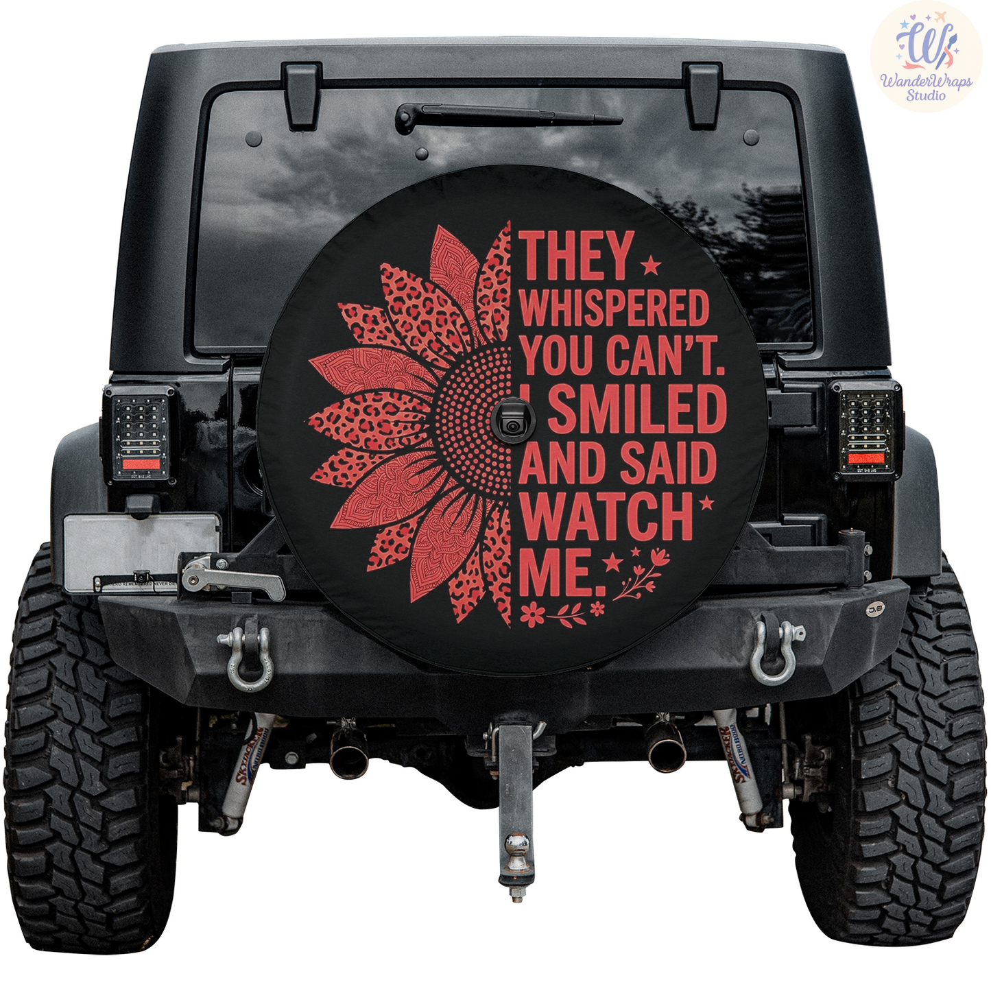 They Whispered Spare Tire Cover – Waterproof UV Resistant Protector with Camera Hole