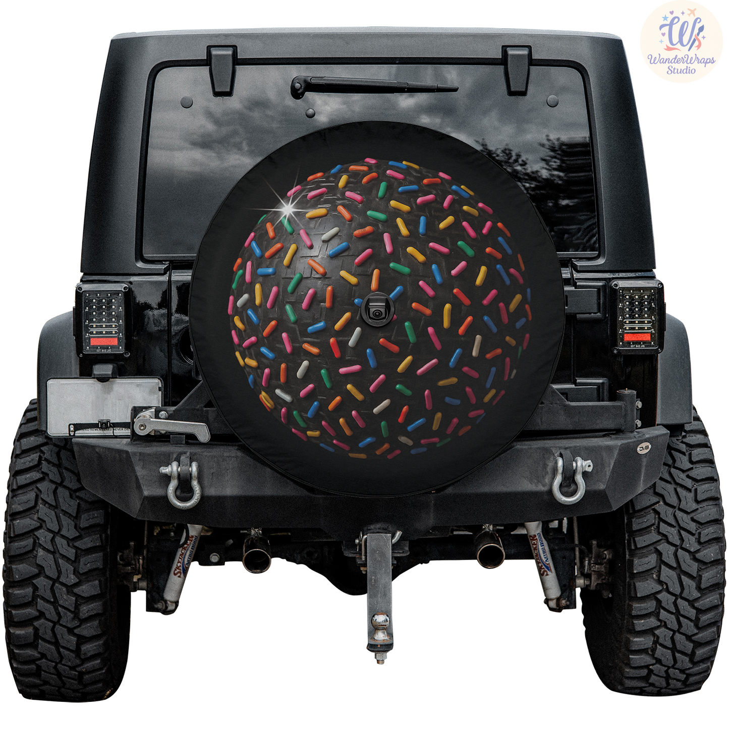Sprinkle Disco Ball Spare Tire Cover – Waterproof UV Resistant Protector with Camera Hole