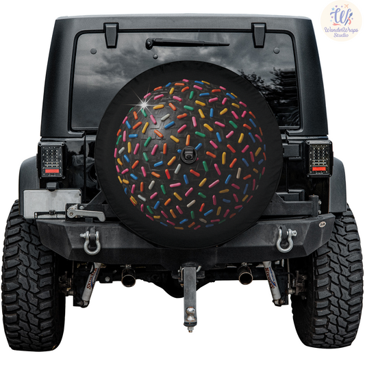Sprinkle Disco Ball Spare Tire Cover – Waterproof UV Resistant Protector with Camera Hole