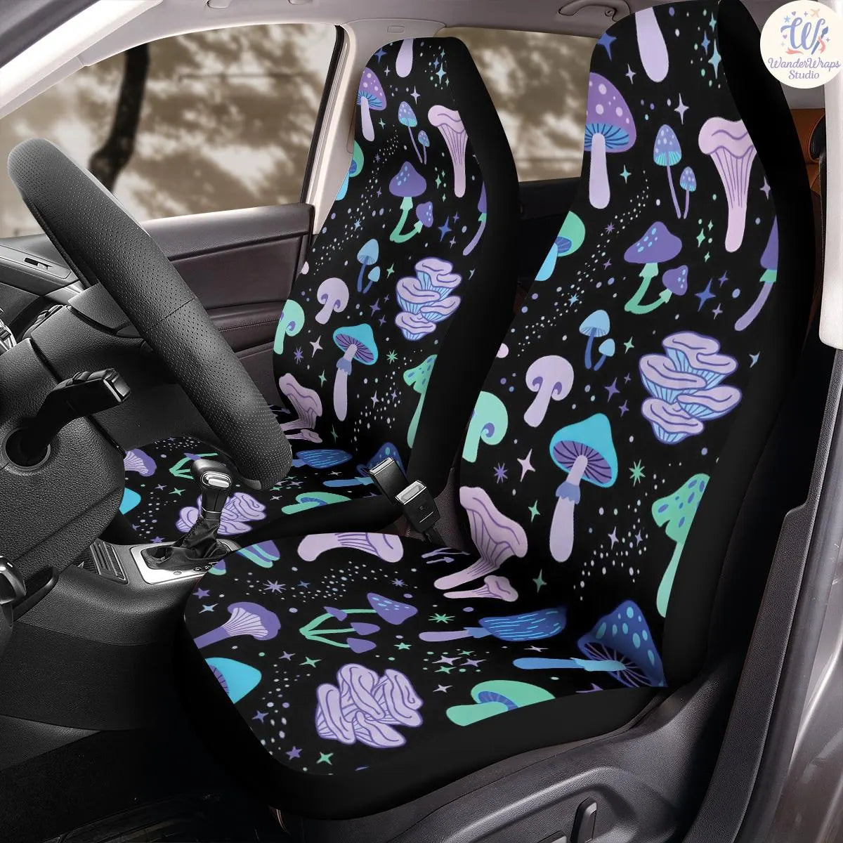Cosmic Fungi Pop Car Seat Covers – High Quality Graphic and Polar Fleece Protector Set