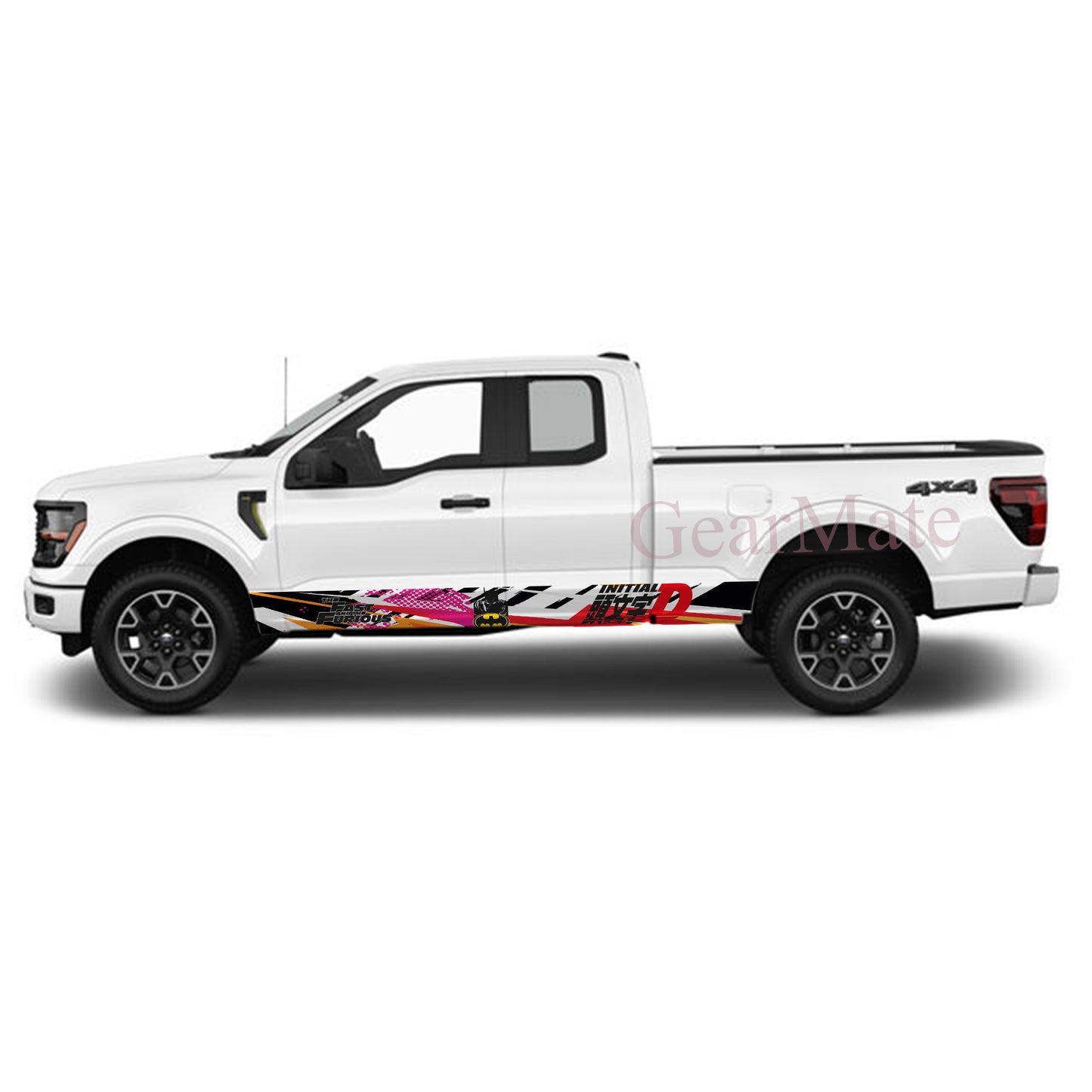 Racing Pink Black Batman Rocker Panel Graphic Decal Kit (Left & Right Sides) - High Quality Vinyl for Trucks & SUVs