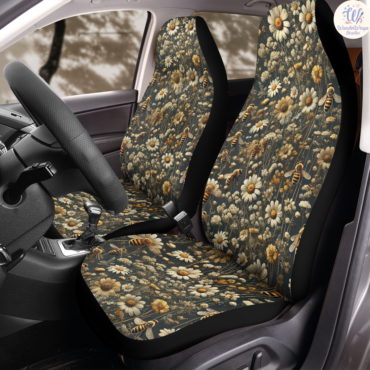 Honey Bee Car Seat Covers – High Quality Graphic and Polar Fleece Protector Set
