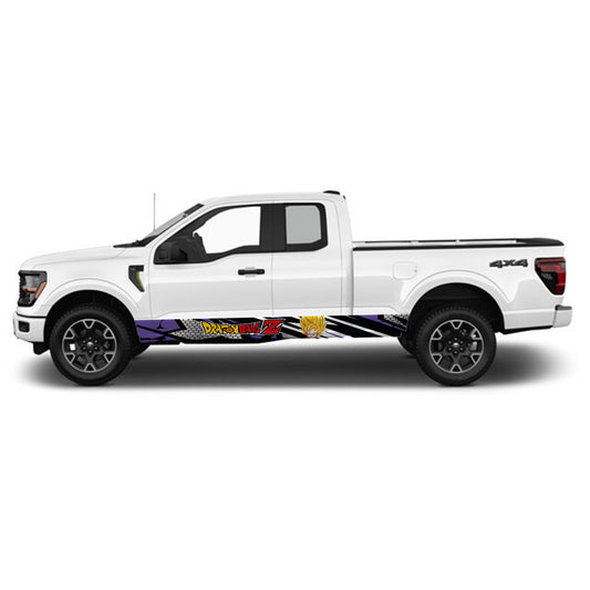 Sport Purple Dragon Ball Z Goku Rocker Panel Graphic Decal Kit (Left & Right Sides) - High Quality Vinyl for Trucks & SUVs