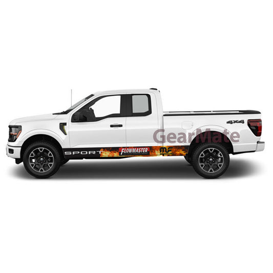 Sport Fire Flowmaster Magnaflow Rocker Panel Graphic Decal Kit (Left & Right Sides) - High Quality Vinyl for Trucks & SUVs
