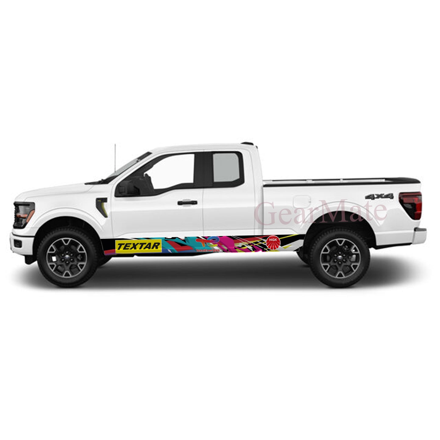 Racing Total NGK Textar Rocker Panel Graphic Decal Kit (Left & Right Sides) - High Quality Vinyl for Trucks & SUVs