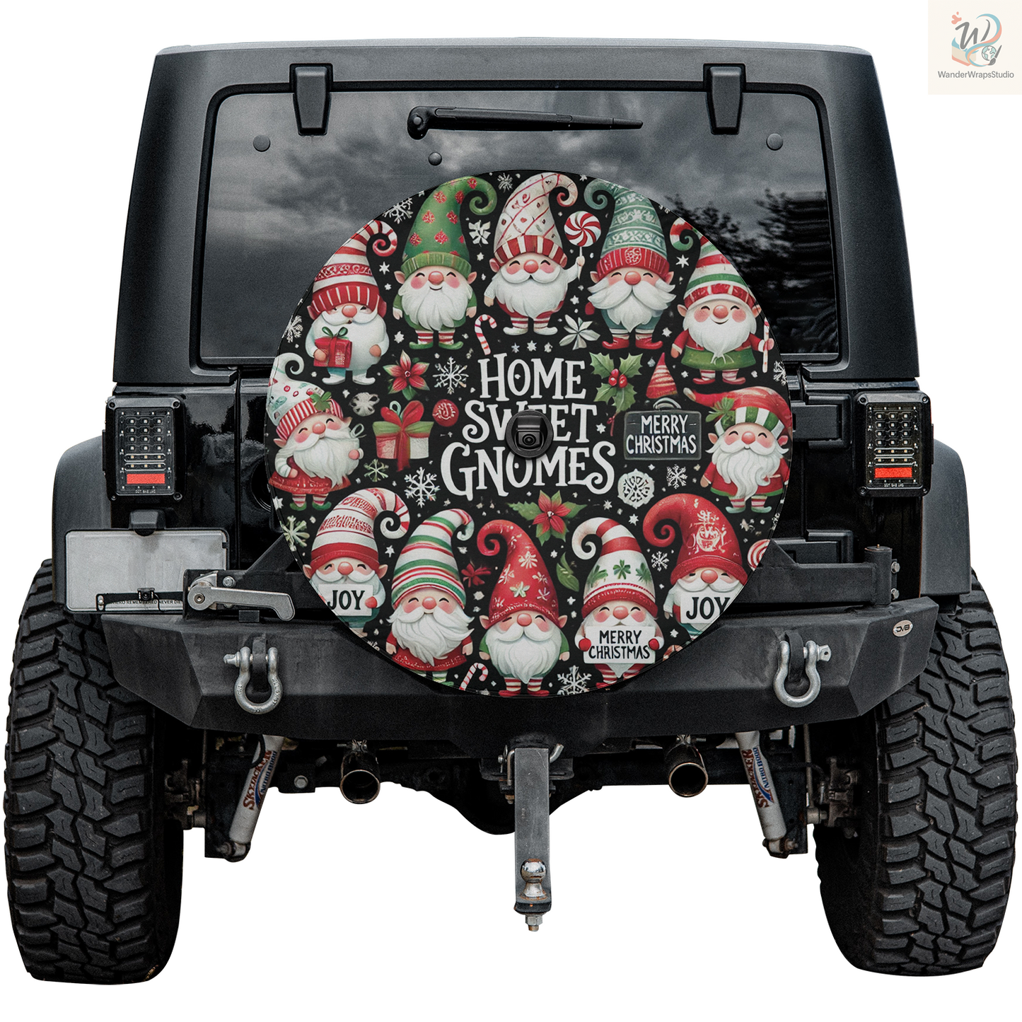 Home Sweet Gnomes Spare Tire Cover – Waterproof UV Resistant Protector with Camera Hole