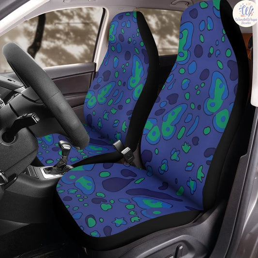 Electric Jungle Leopard Spots Car Seat Covers – High Quality Graphic and Polar Fleece Protector Set