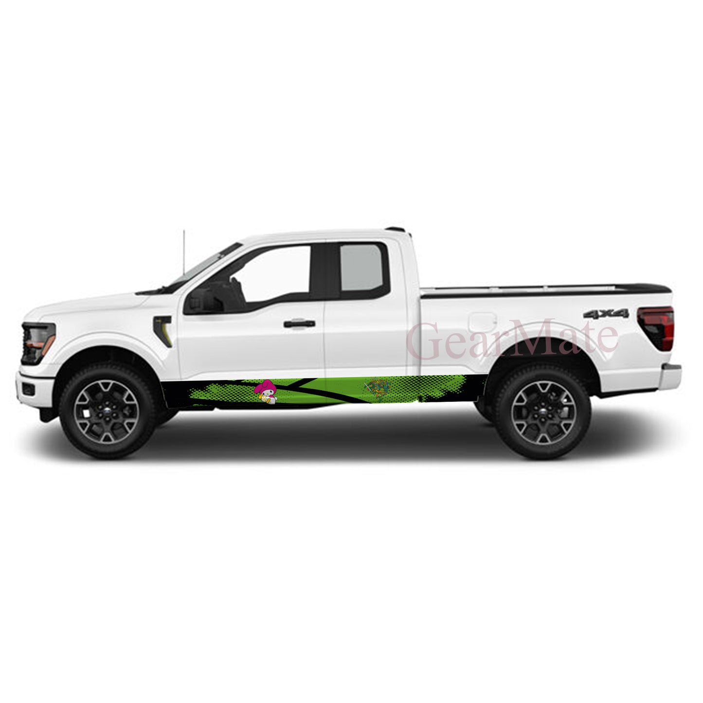 Speed Grunge Green Kuromi Rocker Panel Graphic Decal Kit (Left & Right Sides) - High Quality Vinyl for Trucks & SUVs