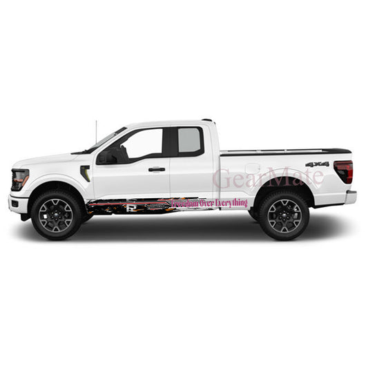 Freedom Over Everything Rocker Panel Graphic Decal Kit (Left & Right Sides) - High Quality Vinyl for Trucks & SUVs