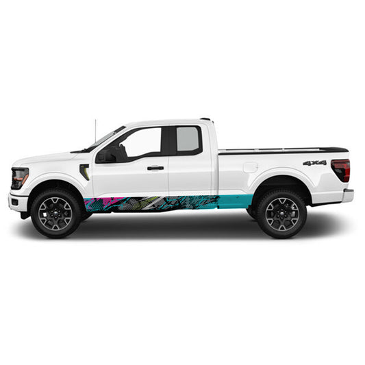 Speed Light Blue Rocker Panel Graphic Decal Kit (Left & Right Sides) - High Quality Vinyl for Trucks & SUVs